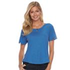 Women's Woolrich Bell Canyon Keyhole Tee, Size: Large, Dark Blue