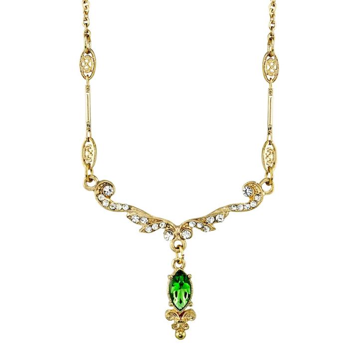Downton Abbey Green Simulated Crystal Drop Necklace, Women's, Size: 16