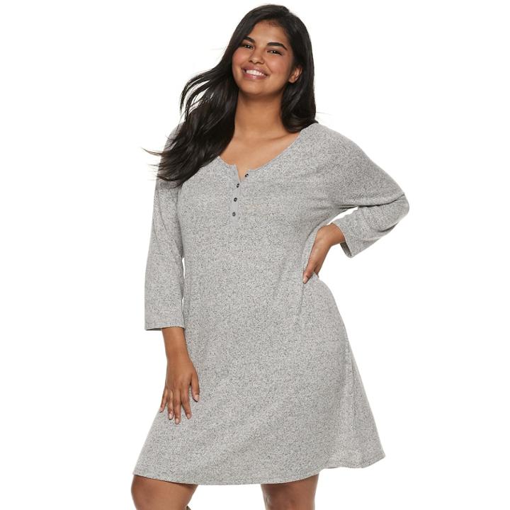 Juniors' Plus Size So&reg; Henley Swing Dress, Teens, Size: 1xl, Med Grey