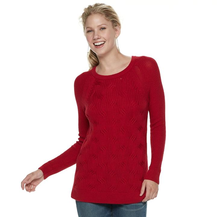 Women's Sonoma Goods For Life&trade; Twist Cable-knit Sweater, Size: Large, Dark Red
