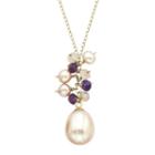 14k Gold Gemstone & Freshwater Cultured Pearl Necklace, Women's, Size: 17, Multicolor