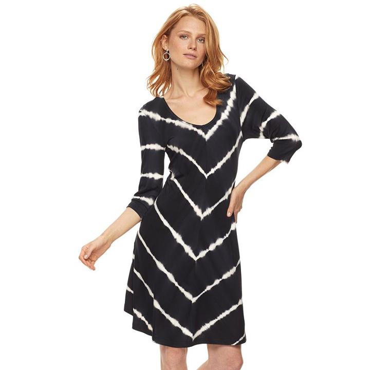 Women's Nina Leonard Tie-dye Trapeze Dress, Size: Medium, Oxford