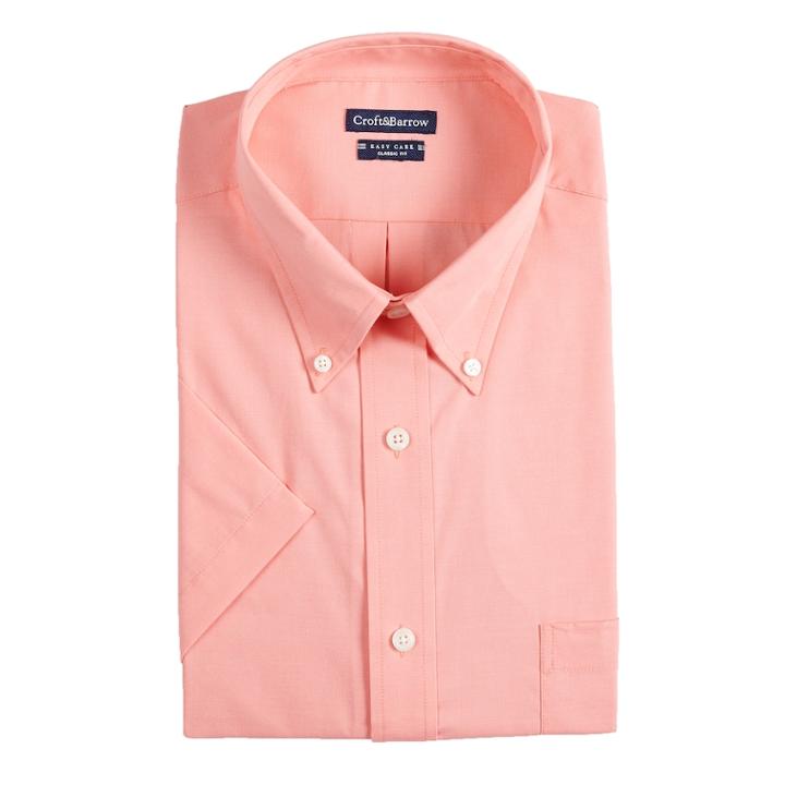 Men's Croft & Barrow&reg; Button-down Collar Dress Shirt, Size: S 14.5 -15, Med Pink