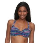 Women's Apt. 9&reg; Twist-front Underwire Bikini Top, Size: Small, Tribal Triangles