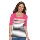 Women's Croft & Barrow&reg; Squareneck Elbow Sleeve Tee, Size: Medium, Med Pink