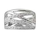 Sterling Silver 1/4-ct. T.w. Diamond Crisscross Ring, Women's, Size: 6, White