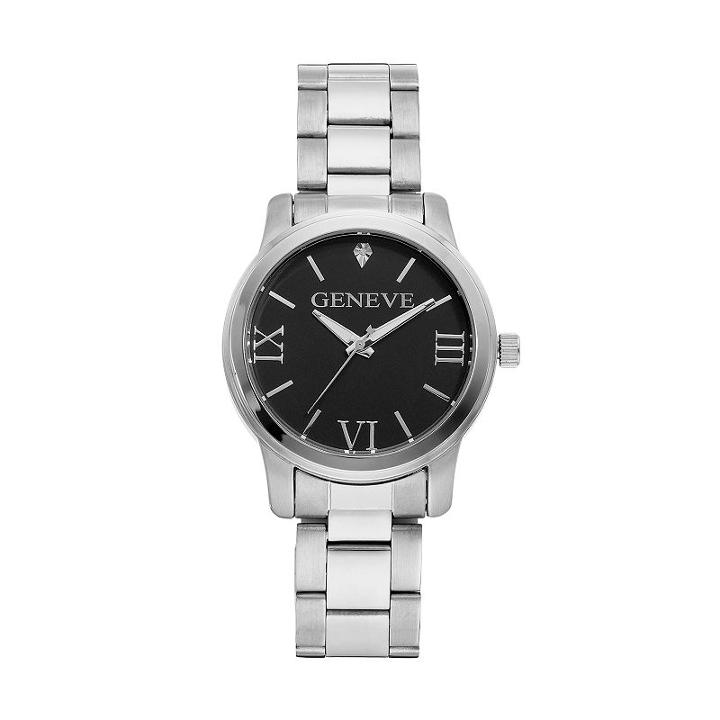 Unisex Geneve Stainless Steel Diamond Watch, Grey