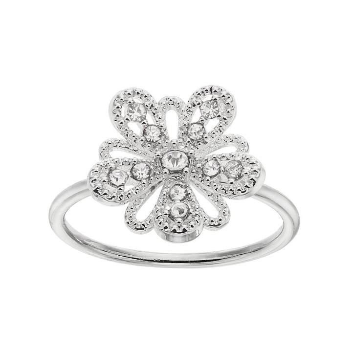 Lc Lauren Conrad Openwork Flower Ring, Women's, Size: 7, Silver