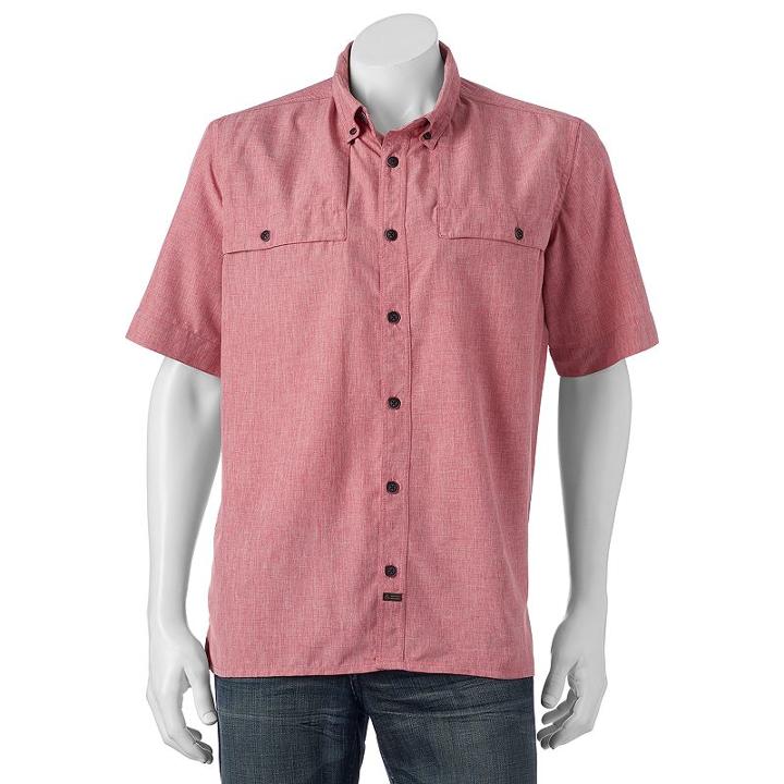 Men's American Outdoors Castmaster Button-down Fishing Shirt, Size: Xxl, Light Red