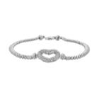 Sterling Silver Cubic Zirconia Heart Mesh Bracelet, Women's, Size: 7.5, White