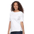Women's Croft & Barrow&reg; Side-button Top, Size: Xl, White