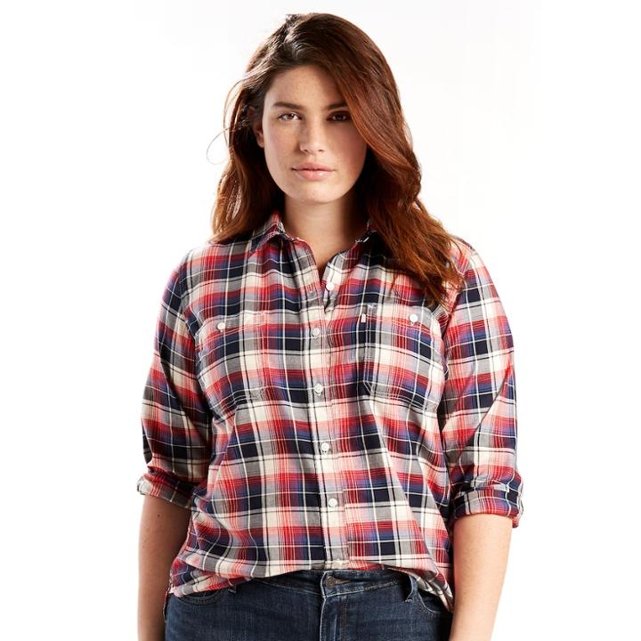 Plus Size Levi's Boyfriend Shirt, Women's, Size: 3xl, Blue (navy)