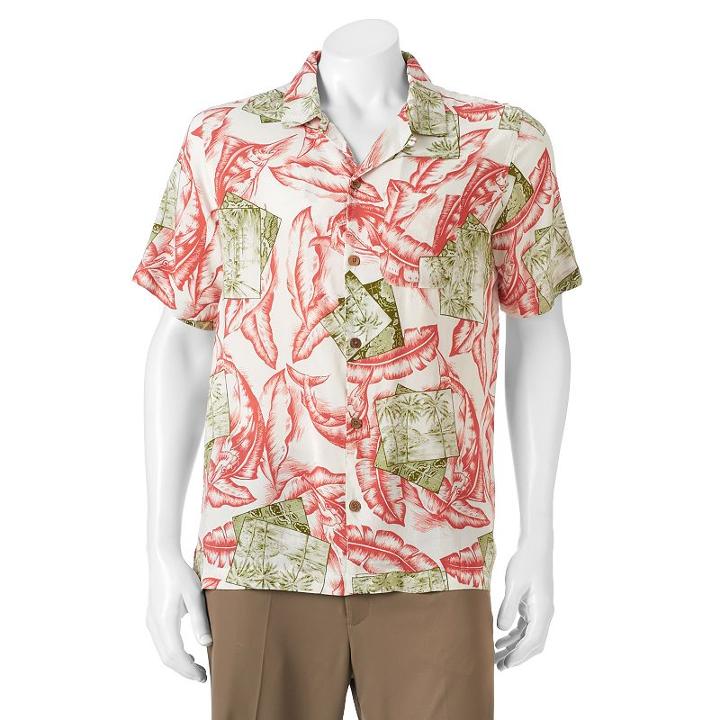 Men's Caribbean Joe Casual Tropical Button-down Shirt, Size: Xl, Med Orange