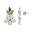 Artistique Sterling Silver Crystal Flower Earrings, Women's, White