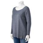 Plus Size Lc Lauren Conrad Lace-up Sleeve Tunic Sweater, Women's, Size: 3xl, Dark Grey