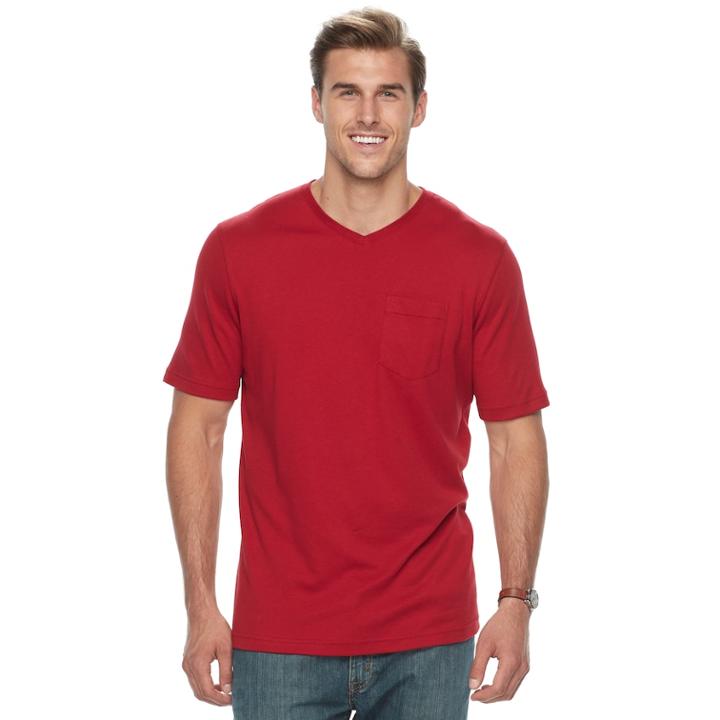 Big & Tall Croft & Barrow&reg; Classic-fit Easy-care V-neck Pocket Tee, Men's, Size: Xl Tall, Med Red