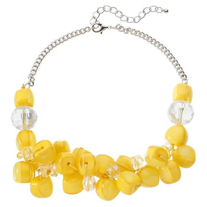Yellow Beaded Cluster Statement Necklace, Women's