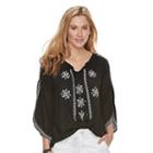 Women's Sonoma Goods For Life&trade; Embroidered Cold Shoulder Peasant Top, Size: Small, Black
