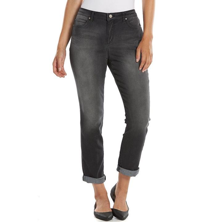 Gloria Vanderbilt Jordyn Slim Denim Boyfriend Jeans - Women's, Size: 16 Avg/reg, Dark Brown