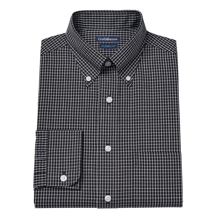 Men's Croft & Barrow&reg; Classic-fit Easy Care Button-down Collar Dress Shirt, Size: 16.5-32/33, Black
