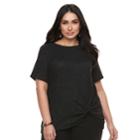 Plus Size Apt. 9&reg; Knot-front Tee, Women's, Size: 3xl, Black