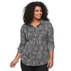 Plus Size Dana Buchman Nailhead Button-down Camp Shirt, Women's, Size: 1xl, Silver