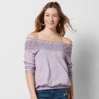 Women's Sonoma Goods For Life&trade; Crochet Off-the-shoulder Tee, Size: Xs, Med Purple