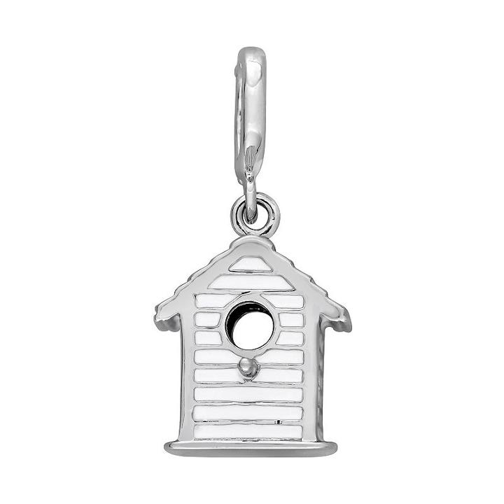 Laura Ashley Garden Collection Sterling Silver Bird House Charm, Women's, Grey