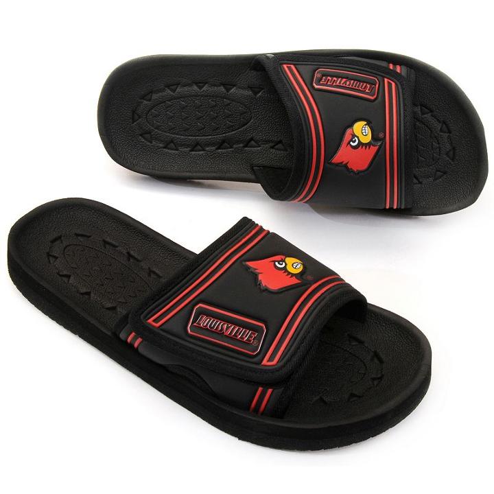 Youth Louisville Cardinals Slide Sandals, Boy's, Size: Large, Black