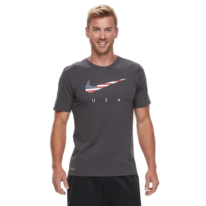 Men's Nike Dri-fit Americana Flag Tee, Size: Xl, Grey