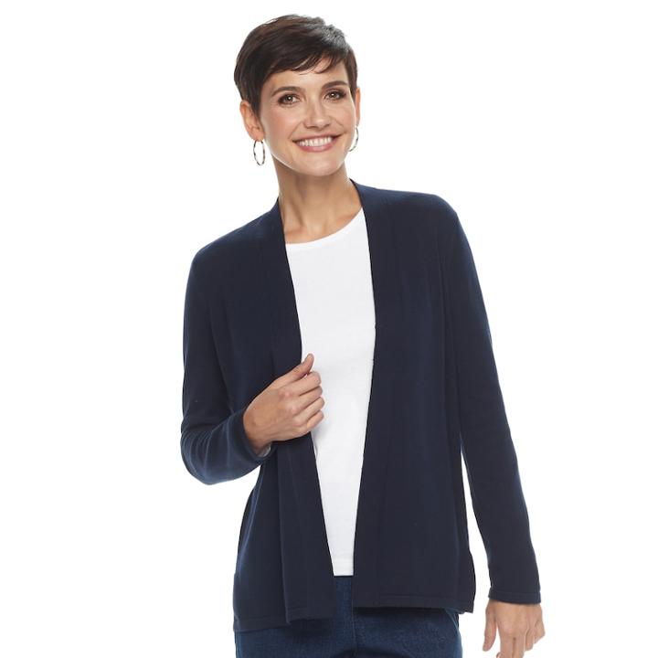 Women's Croft & Barrow&reg; Essential Open Front Cardigan, Size: Xxl, Blue