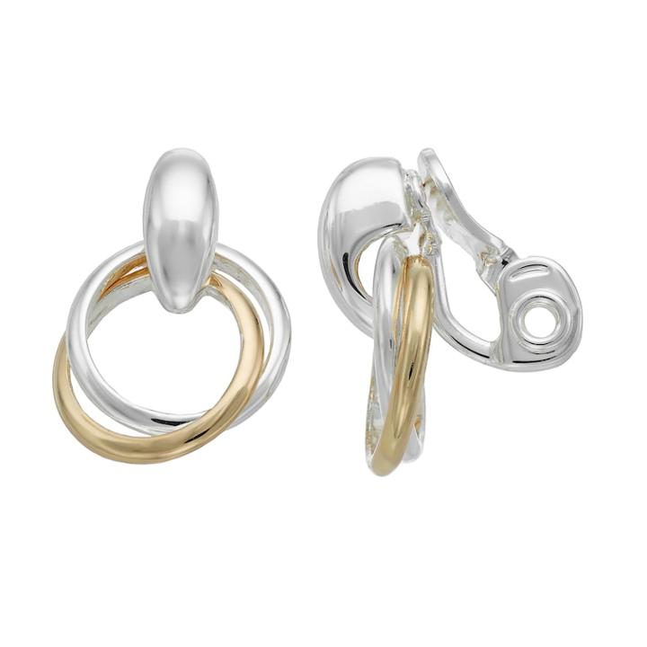 Napier Two Tone Nickel Free Doorknocker Clip-on Earrings, Women's, Multicolor