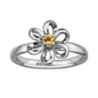 Stacks And Stones Sterling Silver Citrine Flower Stack Ring, Women's, Size: 10, Orange