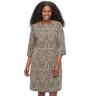 Plus Size Suite 7 Paisley Jacquard Shift Dress, Women's, Size: 18 W, Brown (taupe)