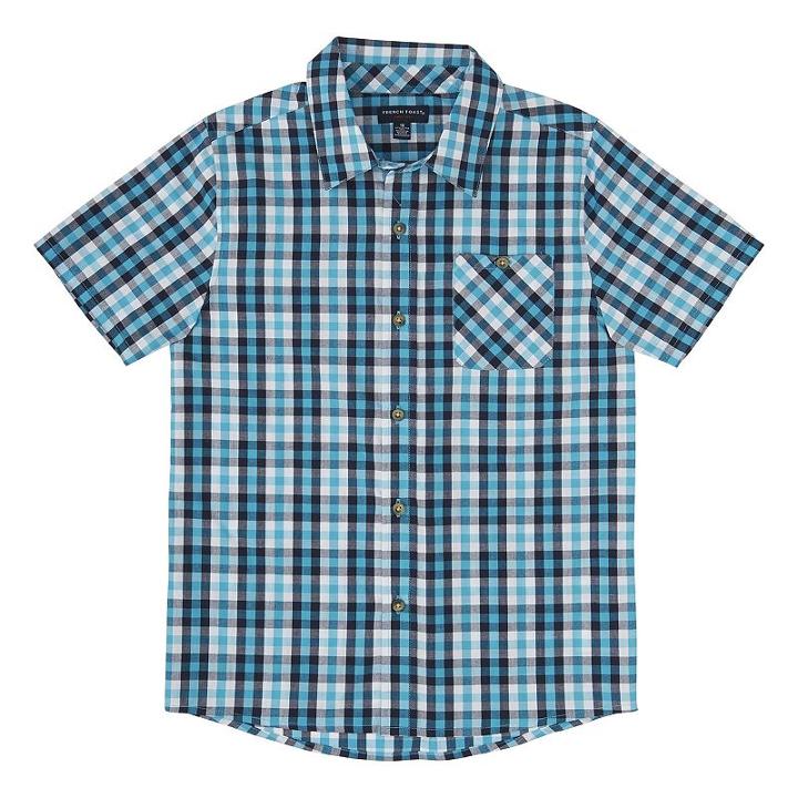 Boys 8-20 French Toast Plaid Button-down Shirt, Boy's, Size: 12, Turquoise/blue (turq/aqua)