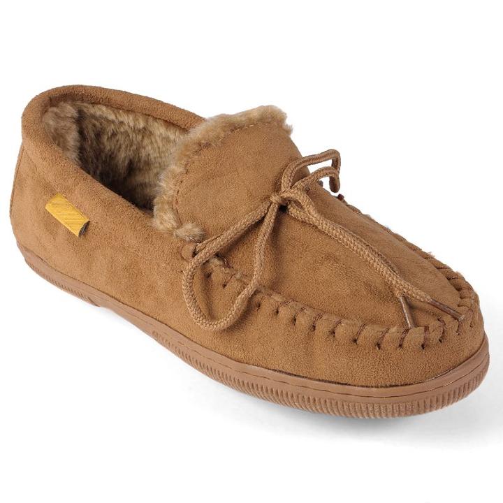 Oxford And Finch Men's Moccasin Slippers, Size: Medium (8), Brown