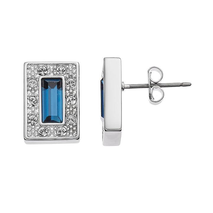 Simply Vera Vera Wang Rectangle Halo Stud Earrings With Swarovski Crystals, Women's, Blue