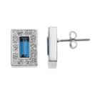 Simply Vera Vera Wang Rectangle Halo Stud Earrings With Swarovski Crystals, Women's, Blue