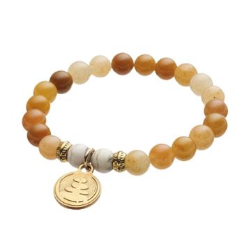 Wish Upon A Rock Earth Tone Jade Beaded Stretch Bracelet, Women's, Size: 7, Beig/khaki