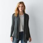 Women's Sonoma Goods For Life&trade; Ribbed Trim Cardigan, Size: Xs, Grey