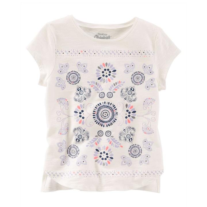 Girls 4-8 Oshkosh B'gosh&reg; Glitter Rhinestone Tribal Paisley Slubbed Tee, Girl's, Size: 6x, White