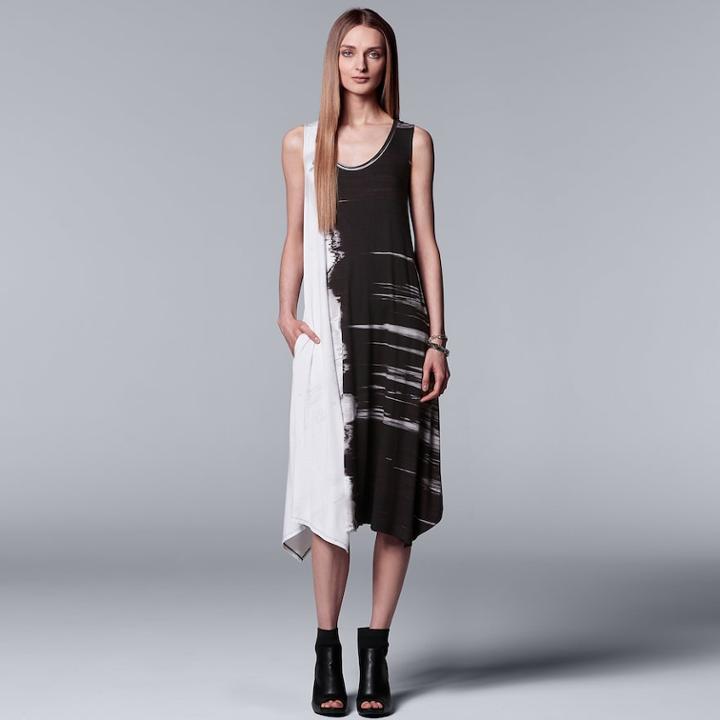 Women's Simply Vera Vera Wang Abstract Print Tank Dress, Size: Large, Grey (charcoal)