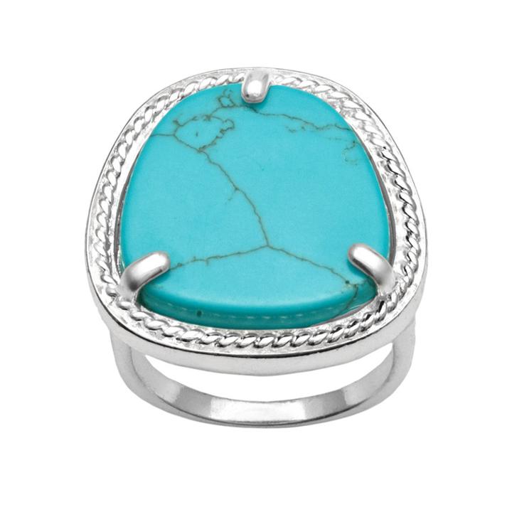 Silver Plated Simulated Turquoise Ring, Women's, Size: 6, Blue