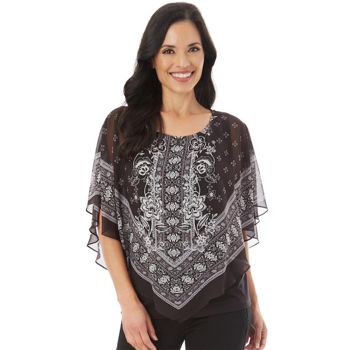 Women's Apt. 9&reg; Chiffon Popover Top, Size: Xxl, Black Paisley