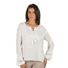 Women's Harve Benard Lace-trim Peasant Top, Size: Large, White Oth