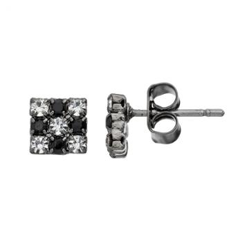 Duchess Of Dazzle Crystal Jet Tone Square Stud Earrings, Women's, Multicolor