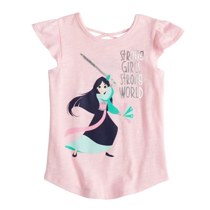 Disney's Mulan Girls 4-10 Strong Girls Strong World X-back Graphic Tee By Jumping Beans&reg;, Size: 6, Brt Pink