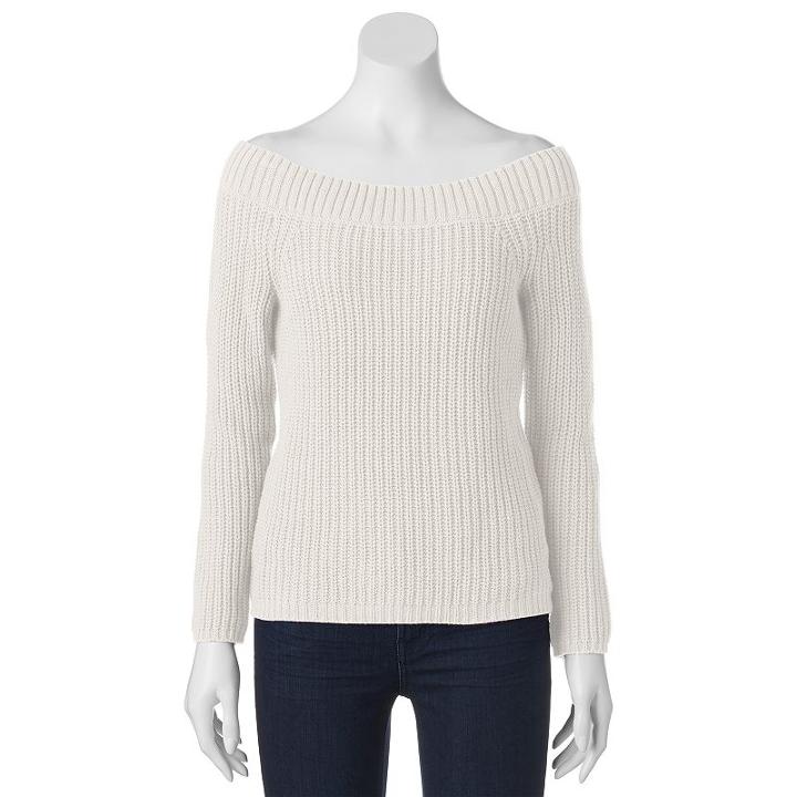 Juniors' Pink Republic Off The Shoulder Sweater, Girl's, Size: Xs, Natural