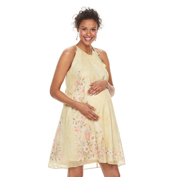 Maternity A:glow Floral Halter Dress, Women's, Size: S-mat, Med Red