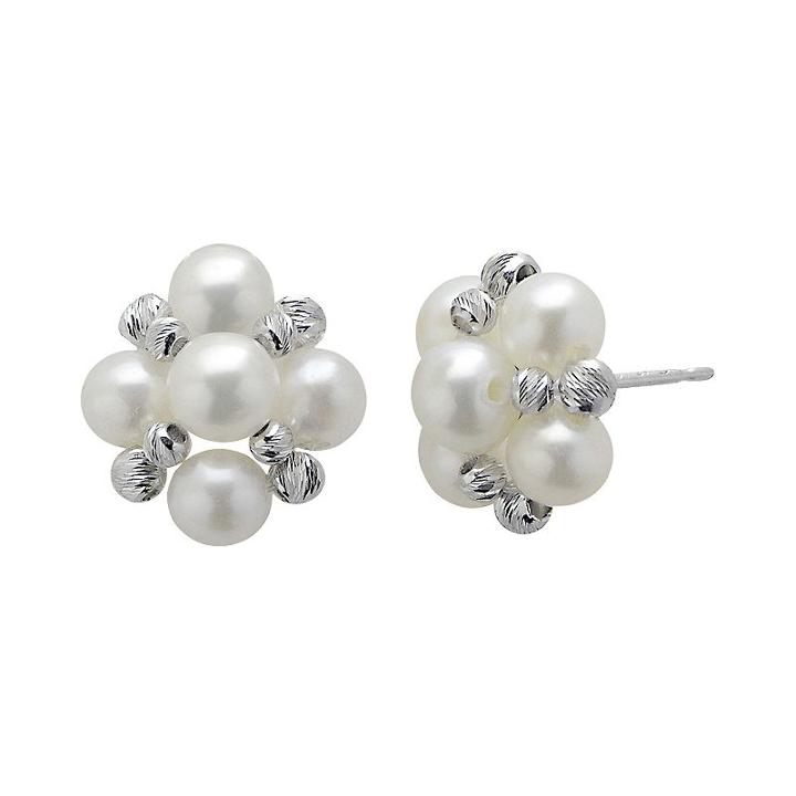 Pearlustre By Imperial Freshwater Cultured Pearl Sterling Silver Cluster Stud Earrings, Women's, White